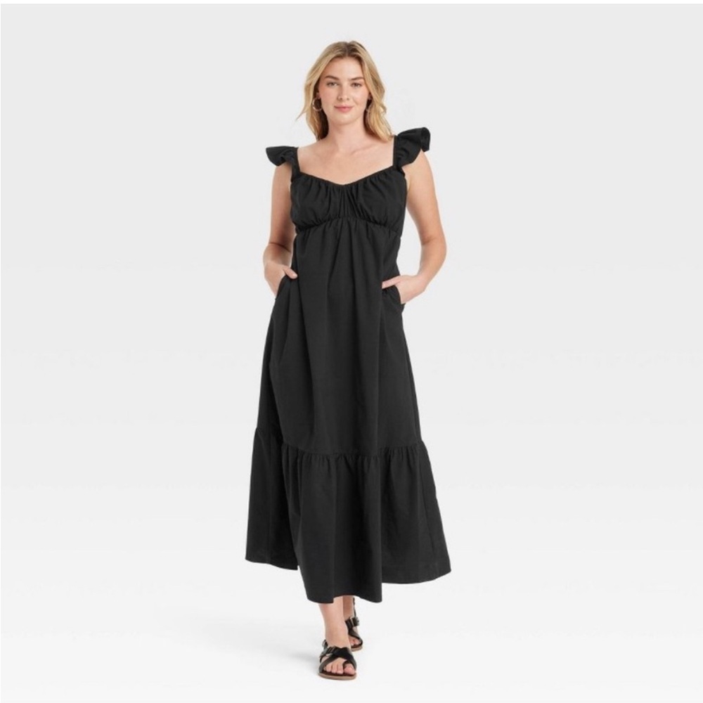 Universal Thread Black Ruffle Maxi Dress